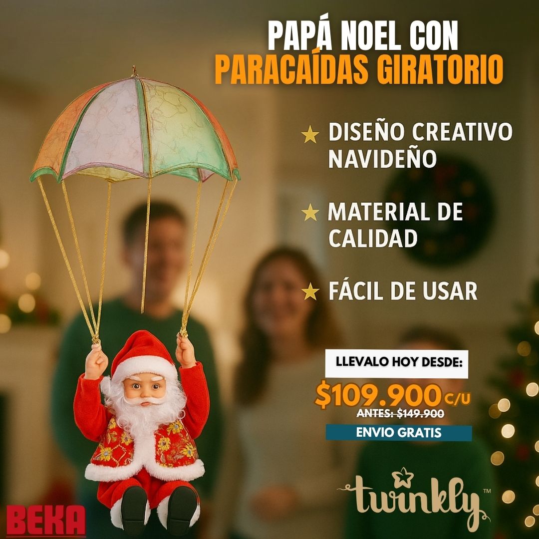 PAPÁ NOEL CON PARACAIDAS GIRATORIO |TWINKLY®|