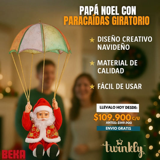 PAPÁ NOEL CON PARACAIDAS GIRATORIO |TWINKLY®|