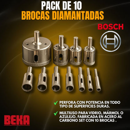 PACK X 10 BROCAS DIMANTADAS |BOSCH®|