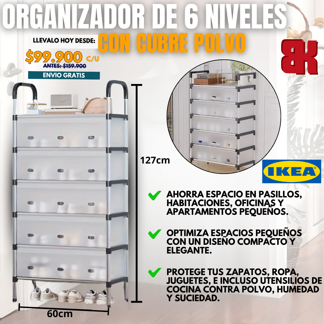 ZAPATERO 6 NIVELES CUBIERTO |IKEA®|