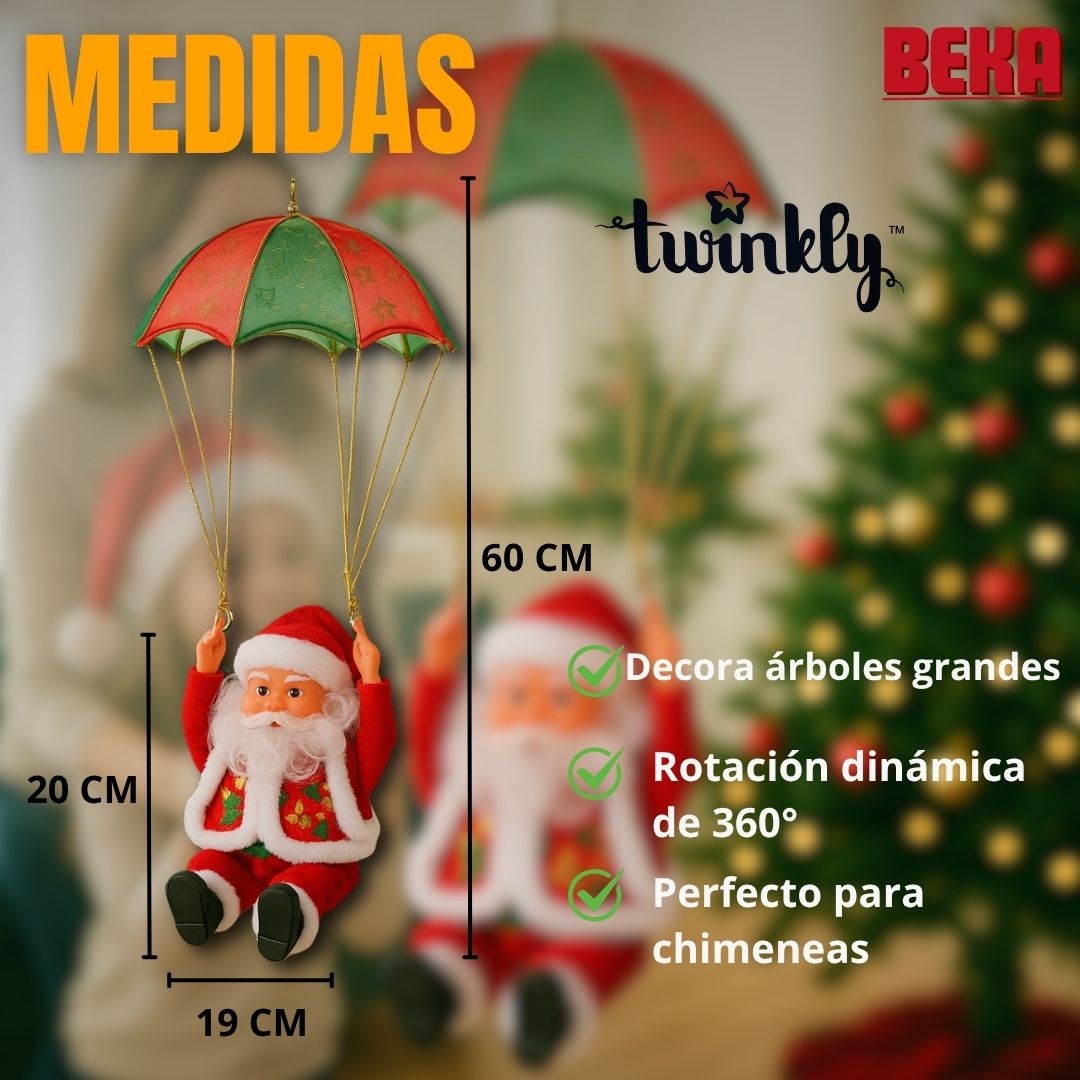 PAPÁ NOEL CON PARACAIDAS GIRATORIO |TWINKLY®|