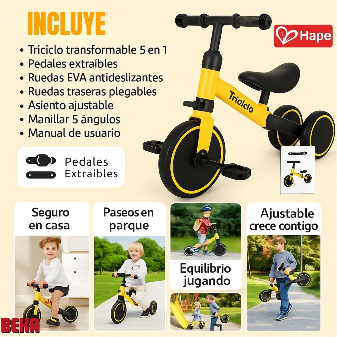 TRICICLO INFANTIL 3 EN 1 DEPORTIVO|HAPE®|
