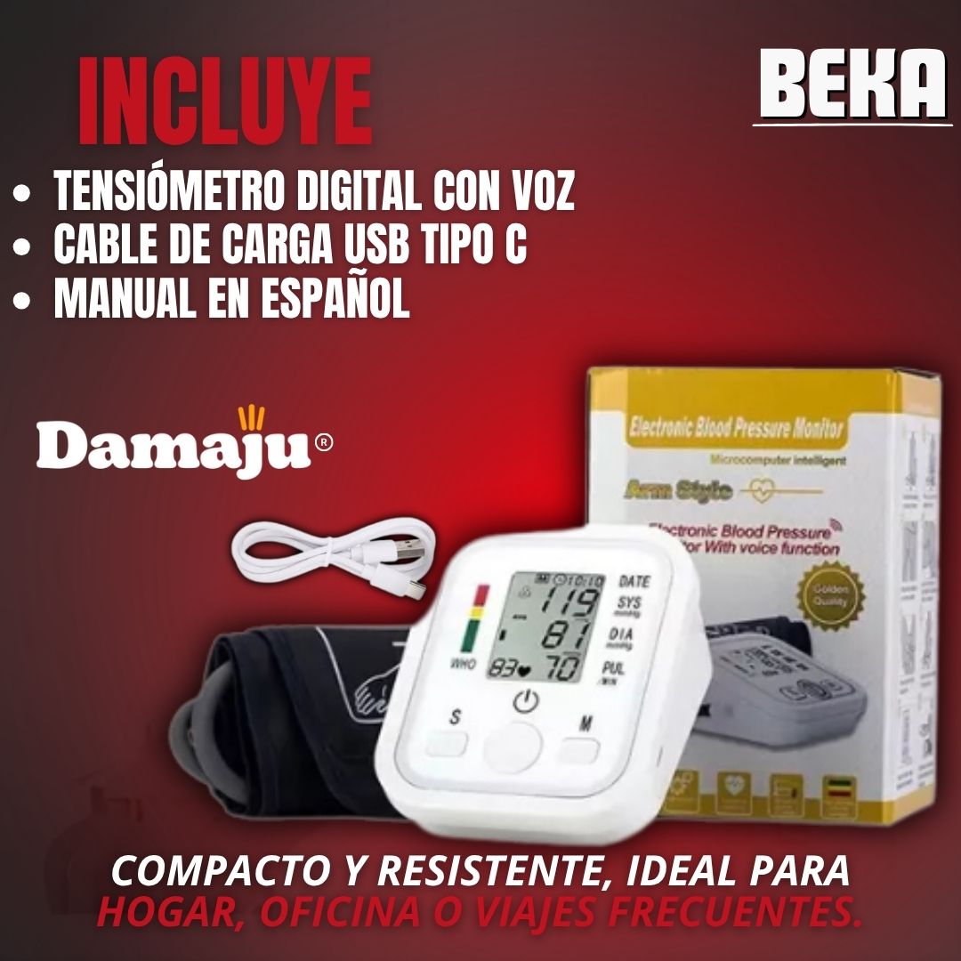 Tensiómetro de brazo digital vos en  español |DAMAJU®|