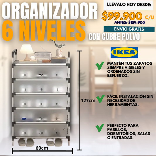 ZAPATERO 6 NIVELES CUBIERTO |IKEA®|