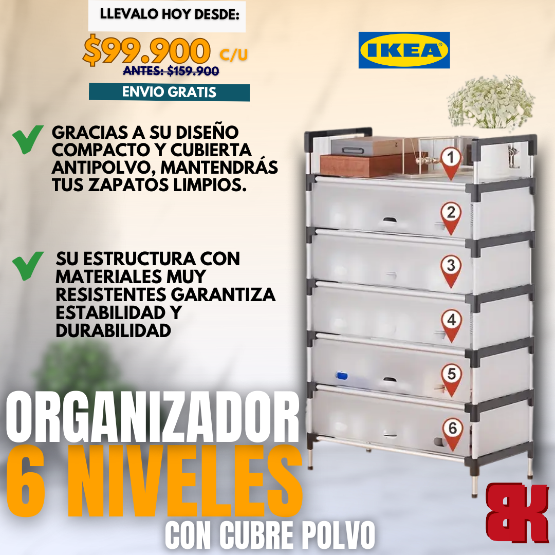 ZAPATERO 6 NIVELES CUBIERTO |IKEA®|
