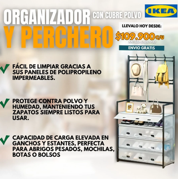 PERCHERO Y ORGANIZADOR CON CUBRE POLVO |IKEA®
