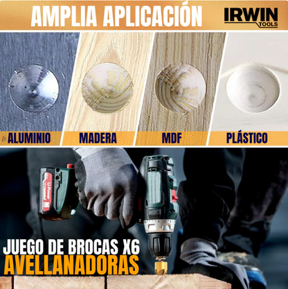 JUEGO DE BROCAS X6 AVELLANADORAS IRWIN®