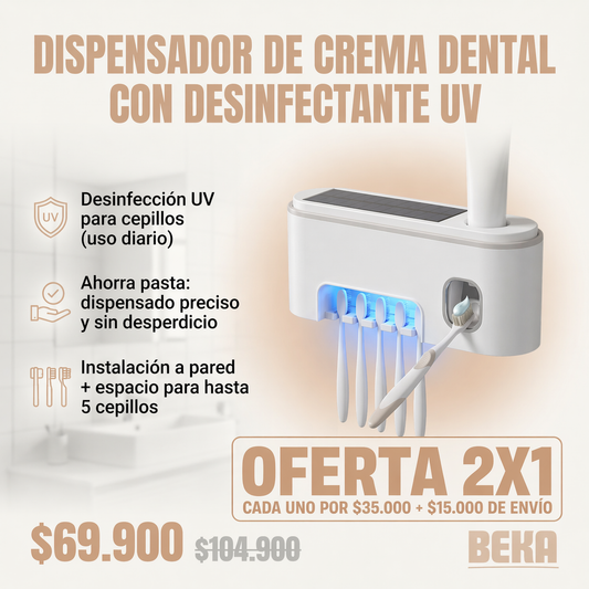 DISPENSADOR DE CREMA DENTAL CON DESINFECTANTE UV