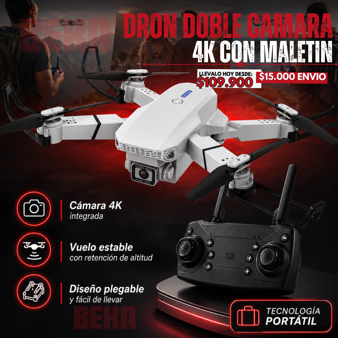 DRON DOBLE CAMARA 4K CON MALETIN