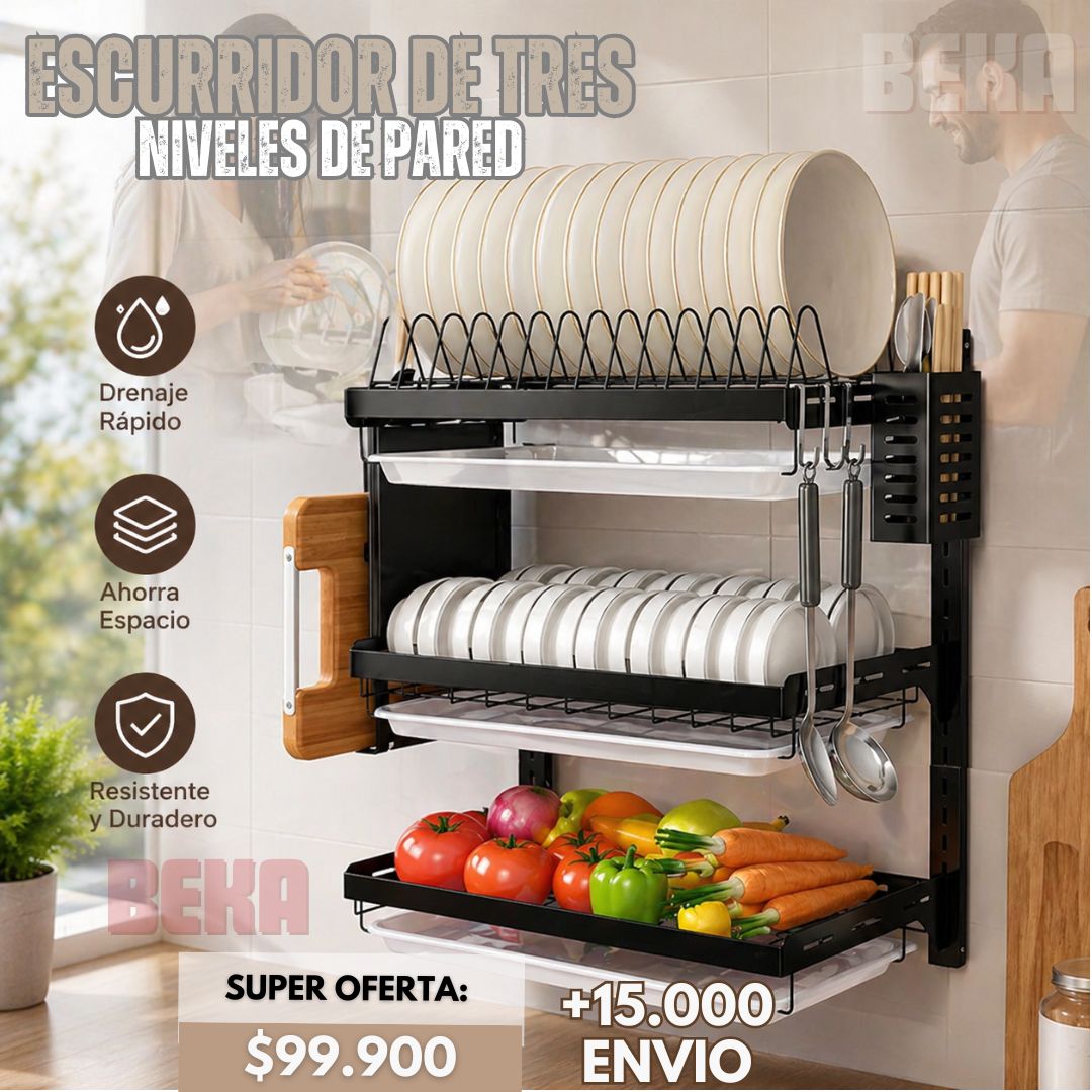 ESCURRIDOR DE TRES NIVELES DE PARED