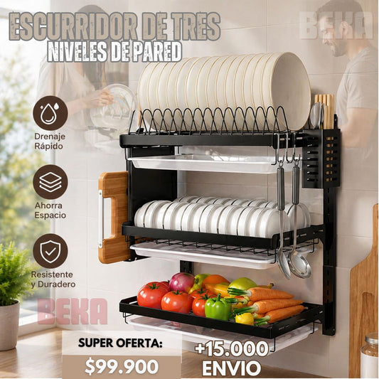 ESCURRIDOR DE TRES NIVELES DE PARED