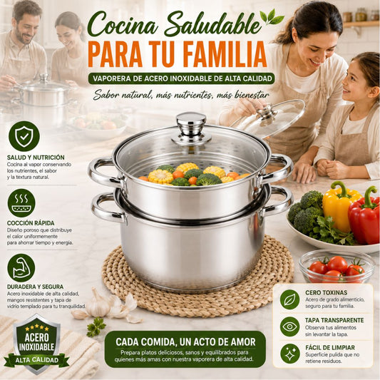 OLLA A VAPOR ACERO INOXIDABLE