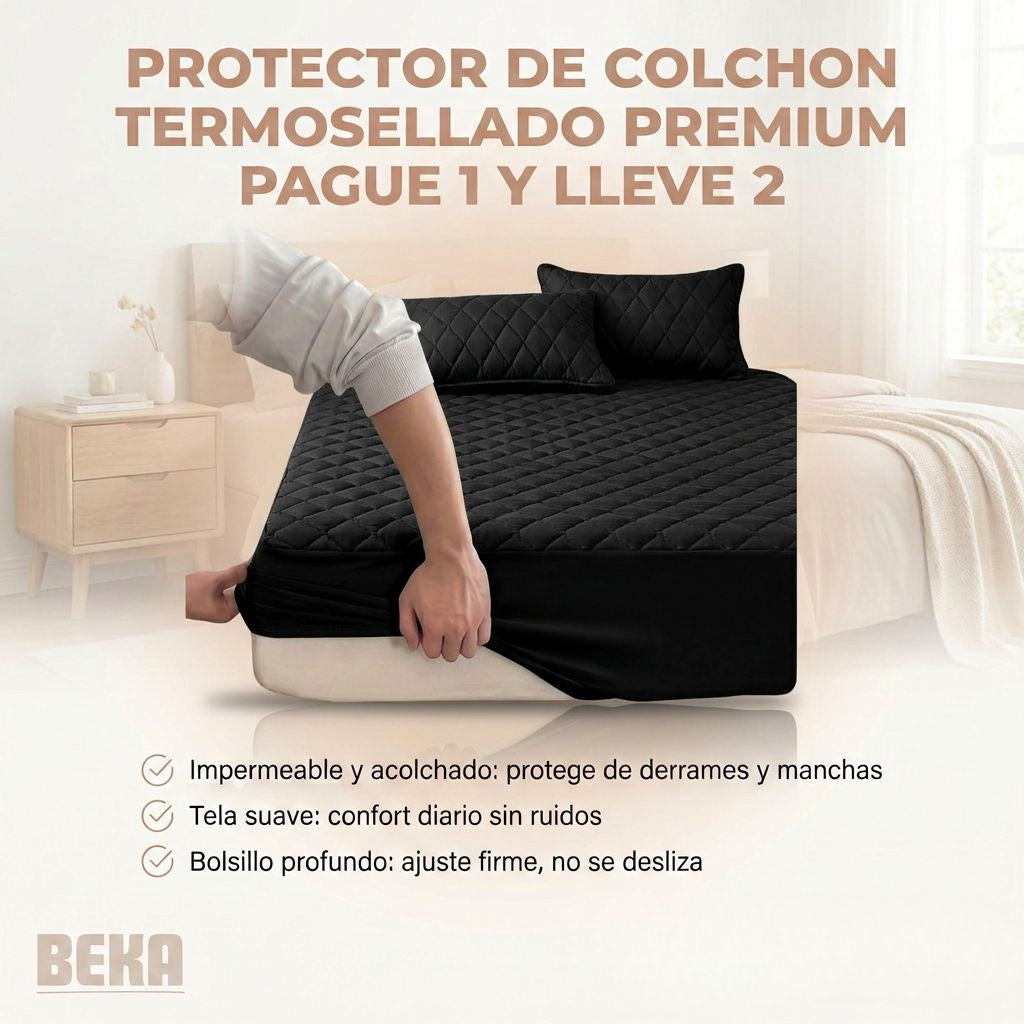 PROTECTOR DE COLCHON TERMOSELLADO PREMIUM PAGUE 1 Y LLEVE 2