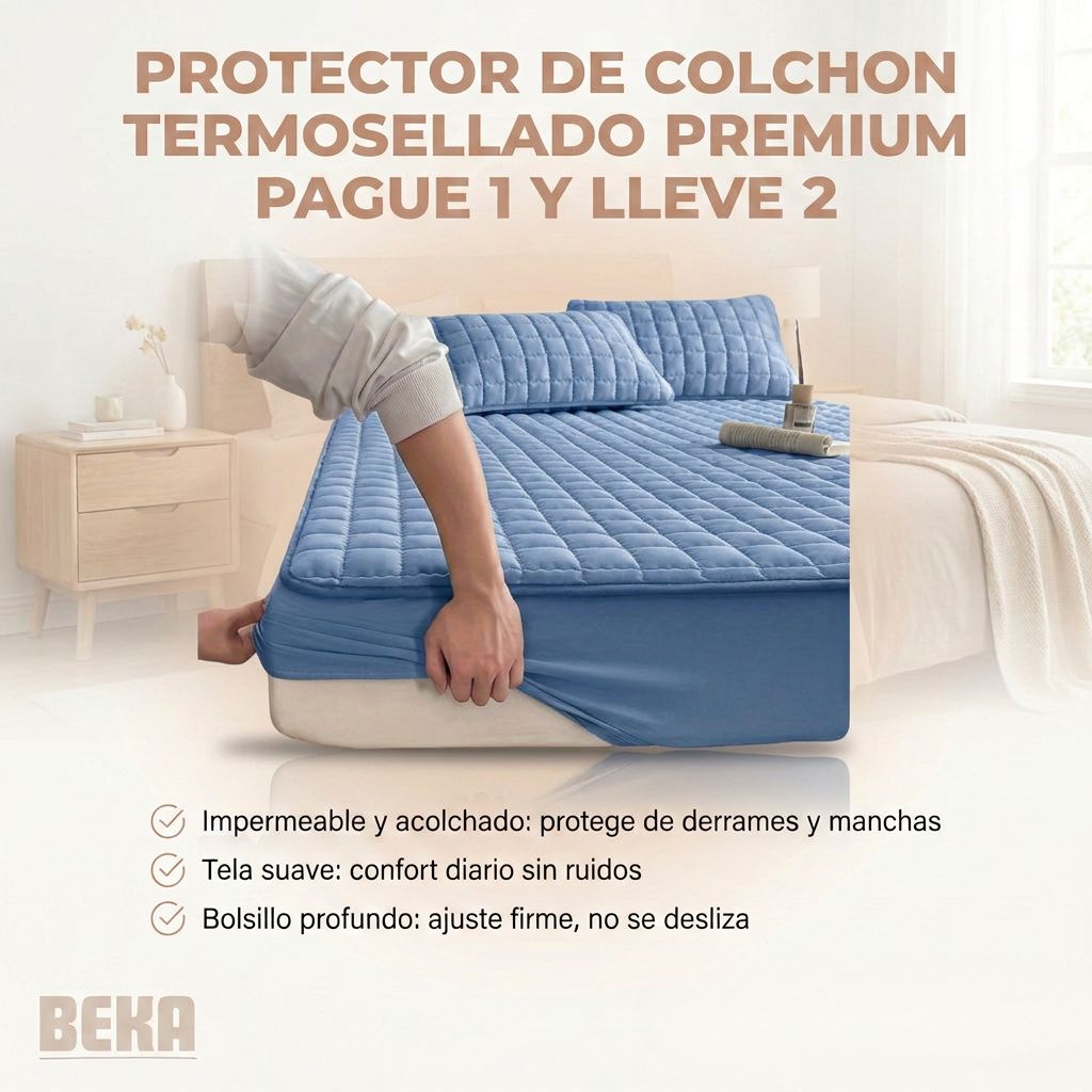 PROTECTOR DE COLCHON TERMOSELLADO PREMIUM PAGUE 1 Y LLEVE 2