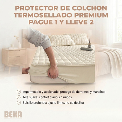 PROTECTOR DE COLCHON TERMOSELLADO PREMIUM PAGUE 1 Y LLEVE 2
