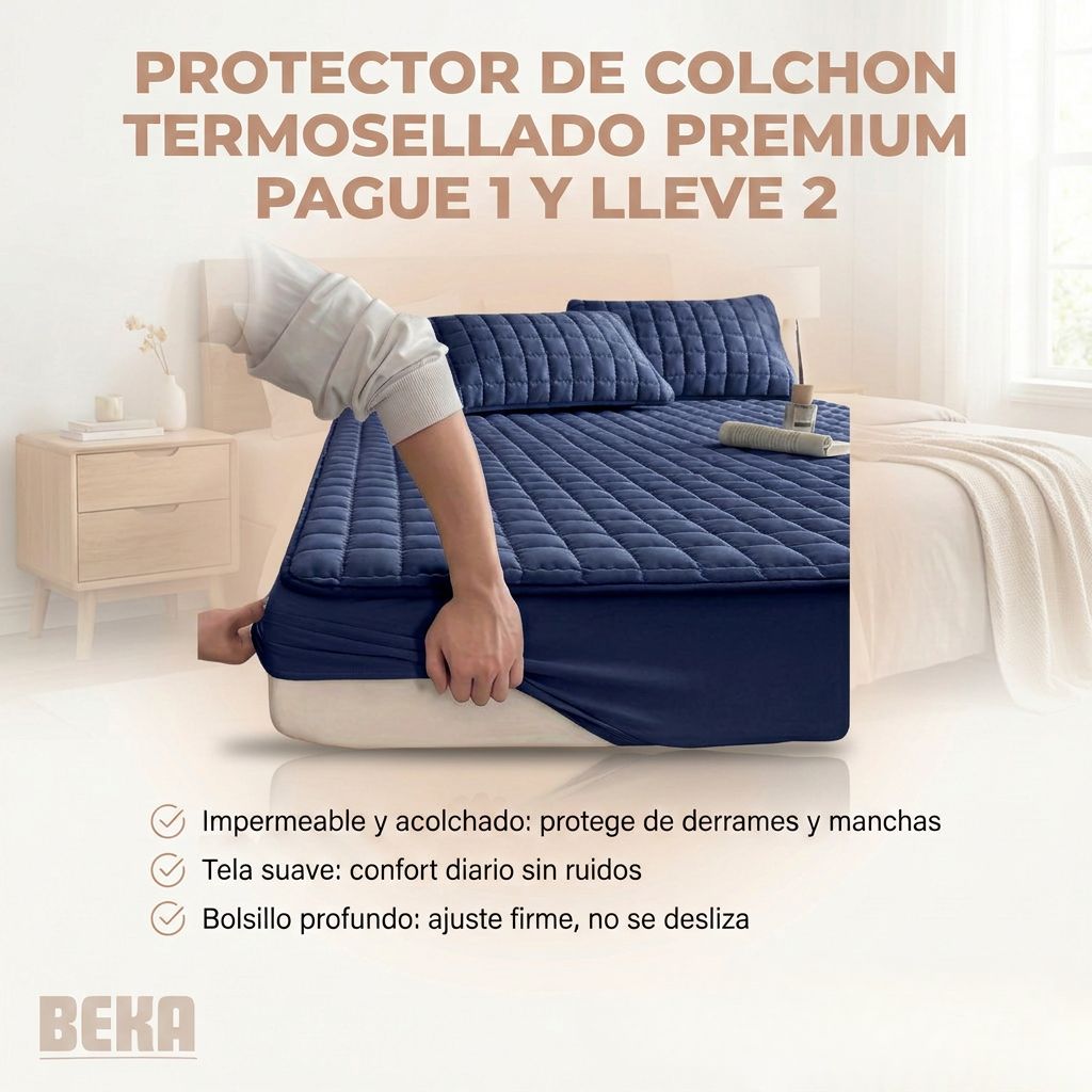 PROTECTOR DE COLCHON TERMOSELLADO PREMIUM PAGUE 1 Y LLEVE 2