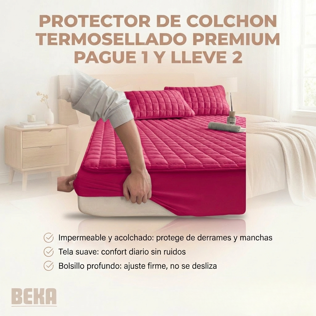 PROTECTOR DE COLCHON TERMOSELLADO PREMIUM PAGUE 1 Y LLEVE 2