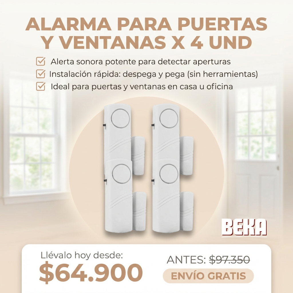 ALARMA PARA PUERTAS Y VENTANAS x4 und