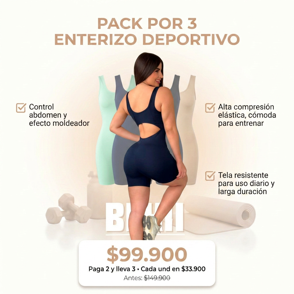 PACK POR 3 ENTERIZO DEPORTIVO