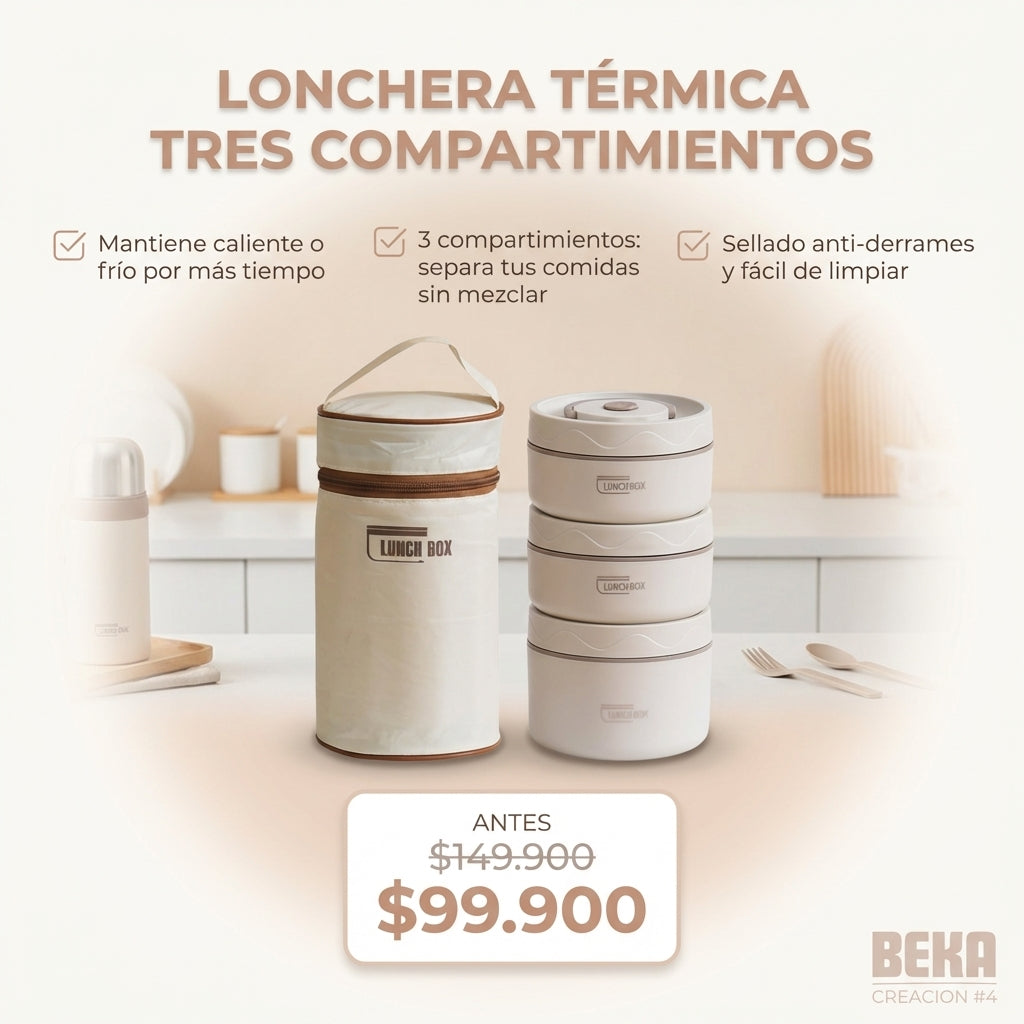 LONCHERA TERMICA TRES COMPARTIMIENTOS