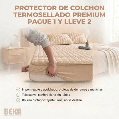 PROTECTOR DE COLCHON TERMOSELLADO PREMIUM PAGUE 1 Y LLEVE 2