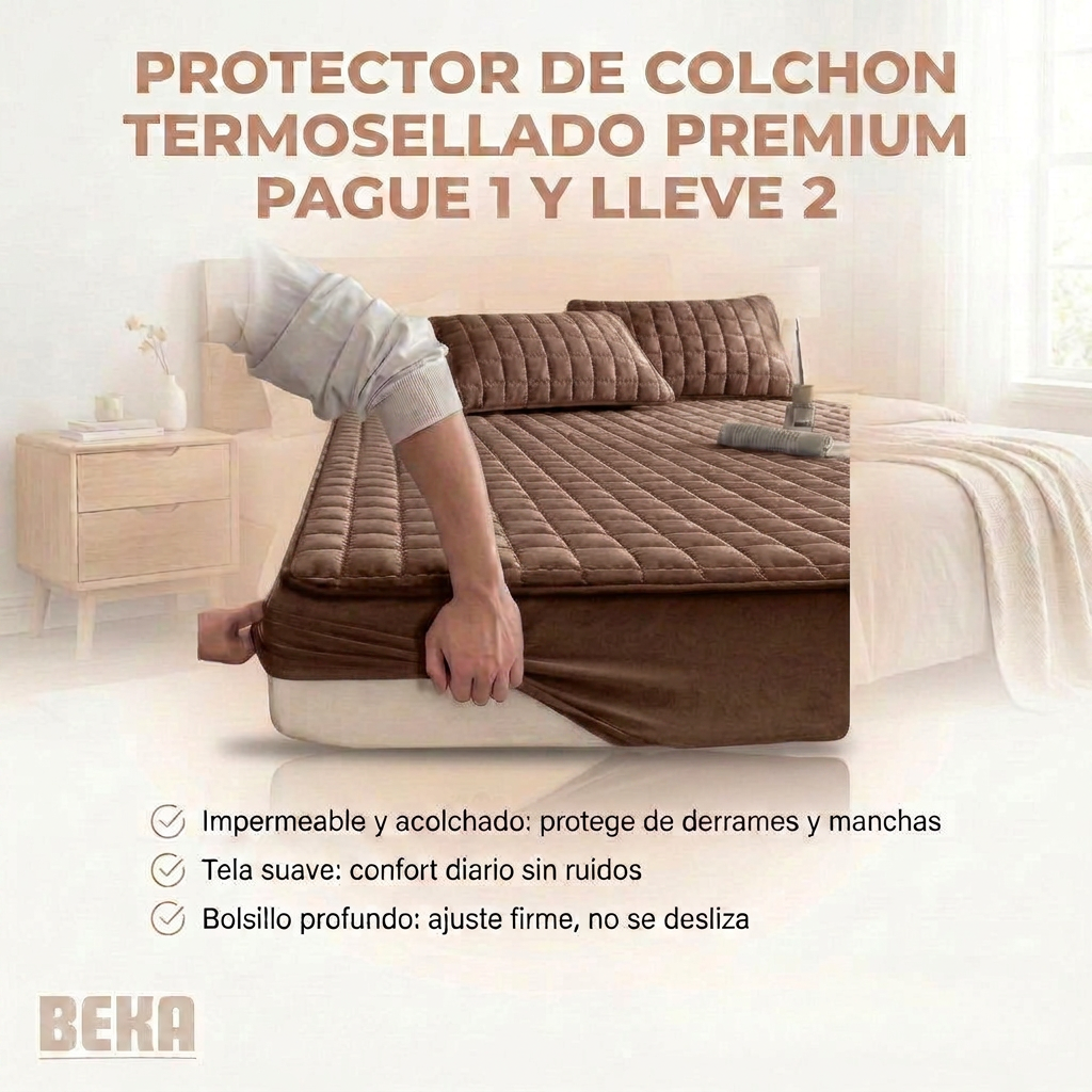 PROTECTOR DE COLCHON TERMOSELLADO PREMIUM PAGUE 1 Y LLEVE 2