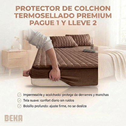 PROTECTOR DE COLCHON TERMOSELLADO PREMIUM PAGUE 1 Y LLEVE 2