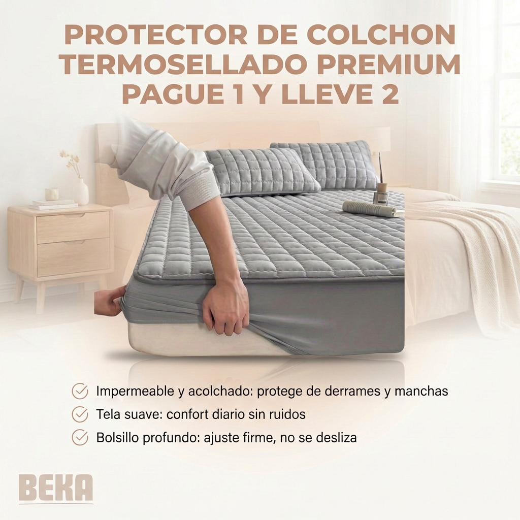 PROTECTOR DE COLCHON TERMOSELLADO PREMIUM PAGUE 1 Y LLEVE 2