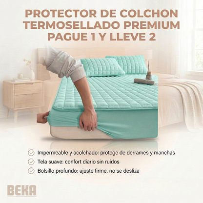 PROTECTOR DE COLCHON TERMOSELLADO PREMIUM PAGUE 1 Y LLEVE 2