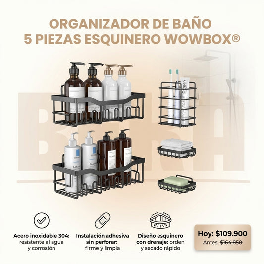 ORGANIZADOR DE BAÑO 5 PIEZAS ESQUINERO  WOWBOX® 