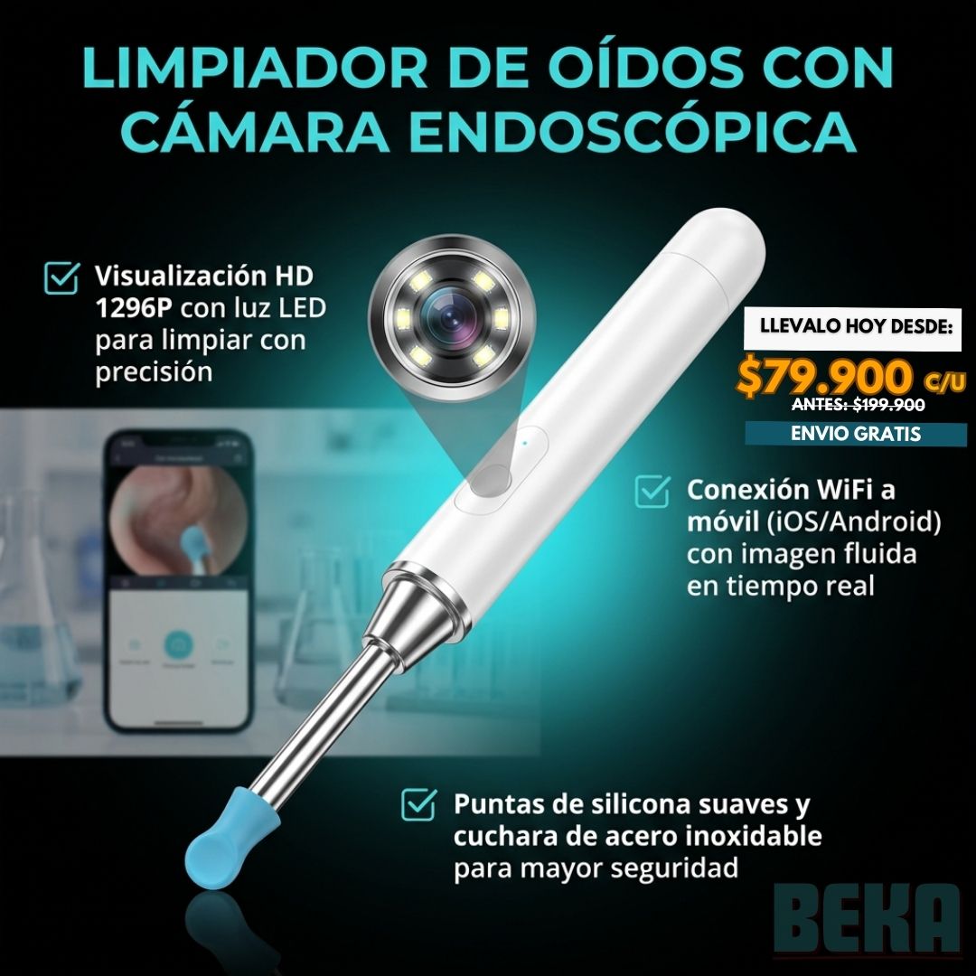 LIMPIADOR DE OÍDOS CON CÁMARA ENDOSCÓPICA