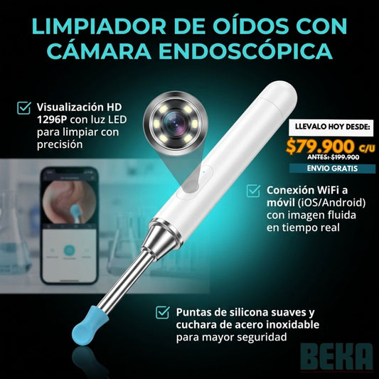 LIMPIADOR DE OÍDOS CON CÁMARA ENDOSCÓPICA